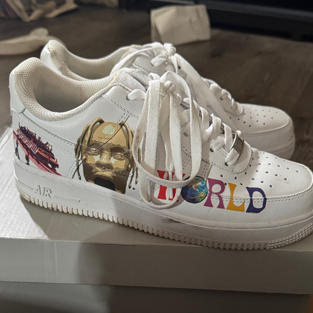 Custom White Sneakers with Colorful Graphics